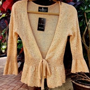 Concept Designer Upcycled Soft Distressed Silk/Kashmir Top Sequin Embellished